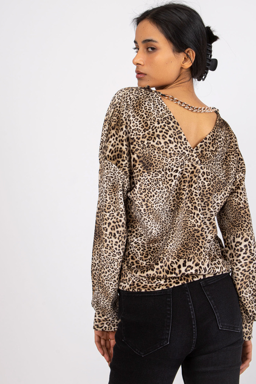 Béžová a černá blůza z veluru s...