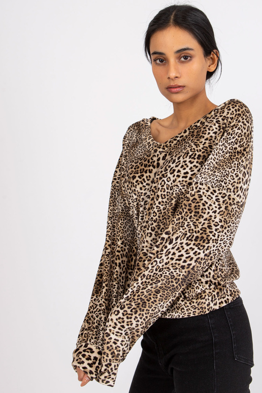 Béžová a černá blůza z veluru s...