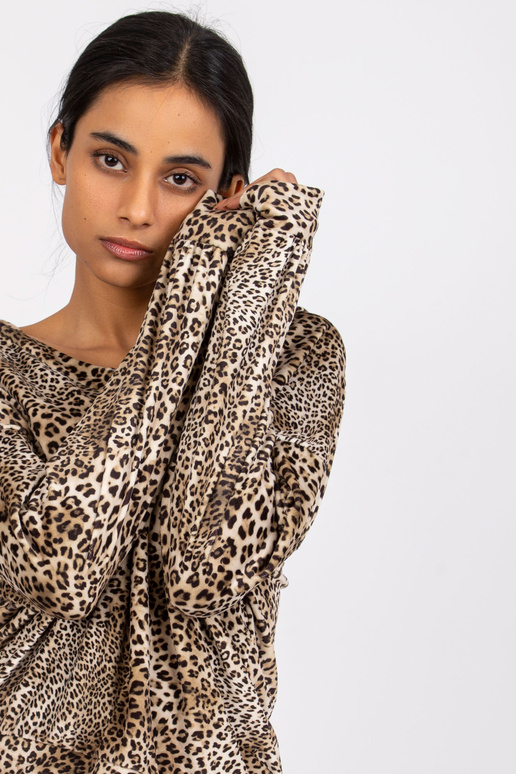 Béžová a černá blůza z veluru s...