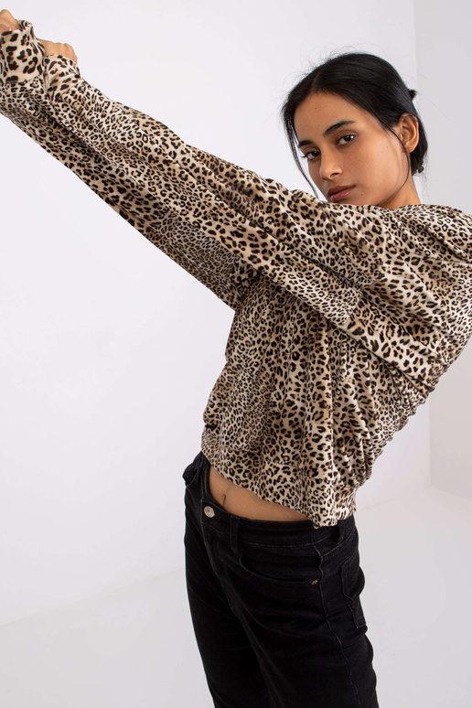 Béžová a černá blůza z veluru s...