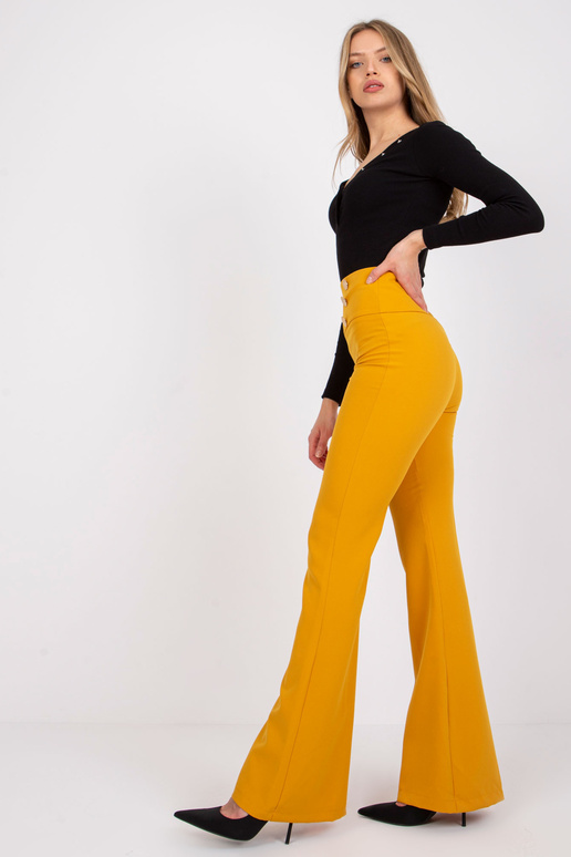 Hořčicové elegantní kalhoty s cantas...
