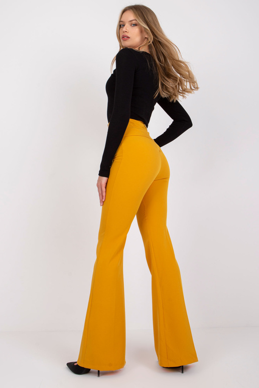 Hořčicové elegantní kalhoty s cantas...