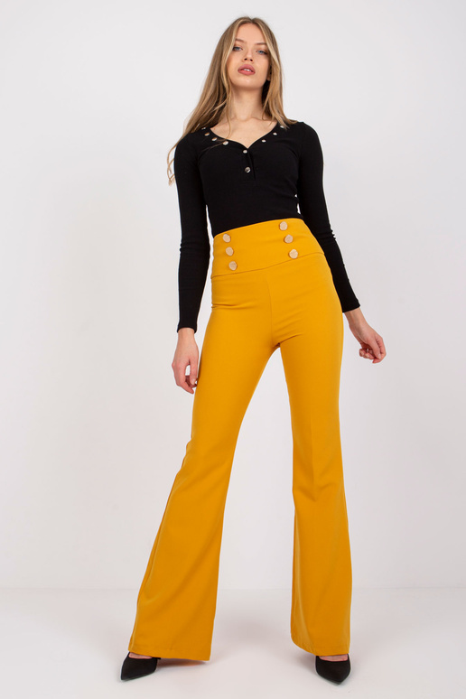 Hořčicové elegantní kalhoty s cantas...
