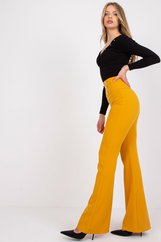 Hořčicové elegantní kalhoty s cantas...