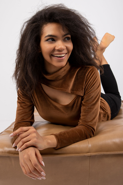 Dámská hnědá velurová halenka Kigali