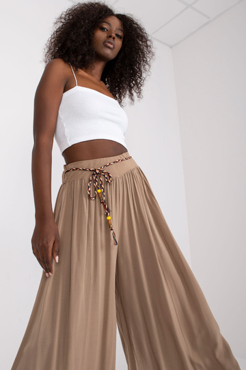 Tmavě béžové široké kalhoty...