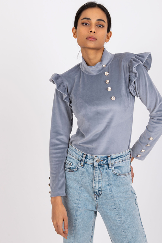 Šedá velurová halenka Capri s dlouhým...