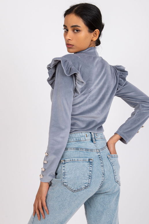 Šedá velurová halenka Capri s dlouhým...