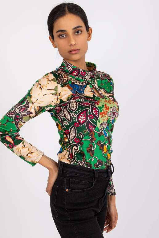 Zelená vzorovaná halenka s velurem...