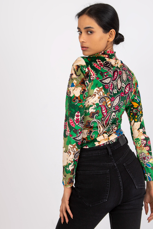 Zelená vzorovaná halenka s velurem...