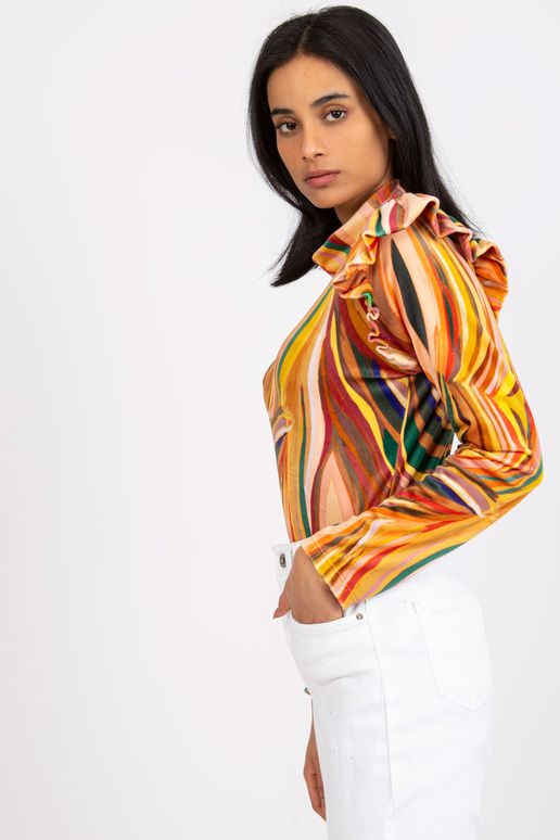 Žlutá velurová halenka s volánky Lina