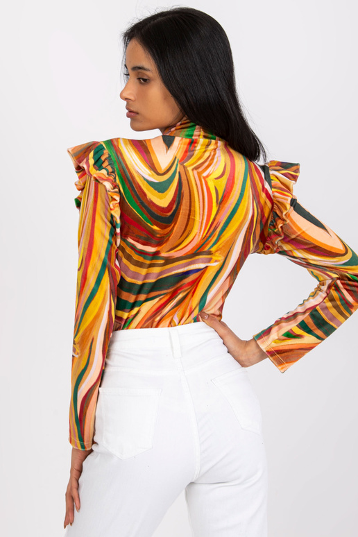 Žlutá velurová halenka s volánky Lina