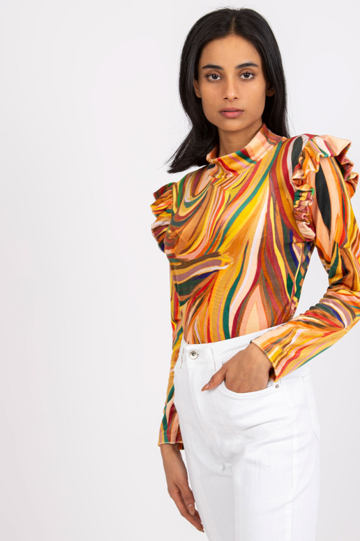 Žlutá velurová halenka s volánky Lina