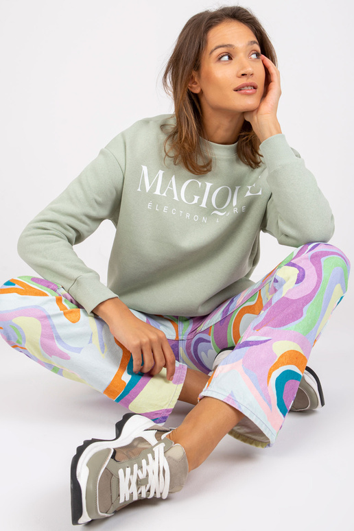 Světle zelená mikina bez kapuce...