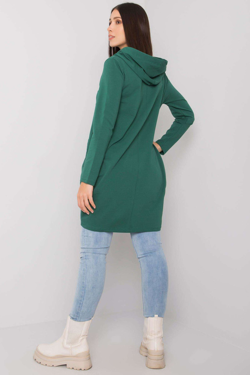 Tmavě zelená bavlněná tunika s kapucí...