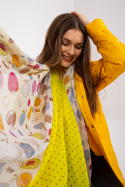 Bílo-žlutá šála s potisky