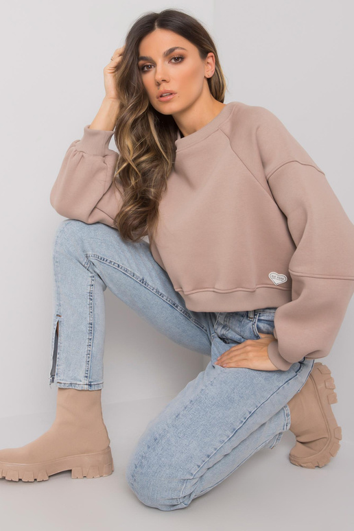 Tmavě béžová bavlněná mikina Yessie...