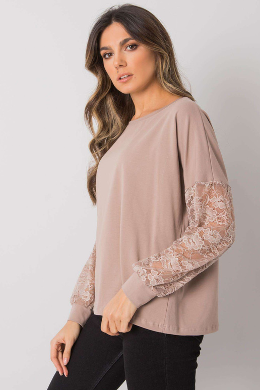 Tmavě béžová halenka s krajkou...