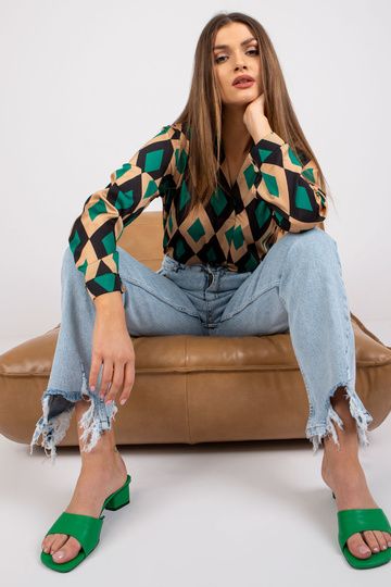 Zelená a béžová halenka s...