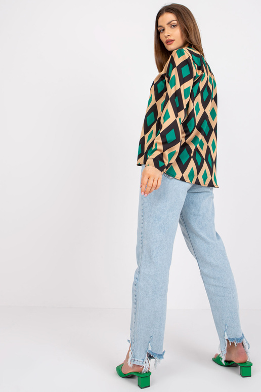 Zelená a béžová halenka s potisky Amaya Zelená a béžová halenka s potisky Amaya