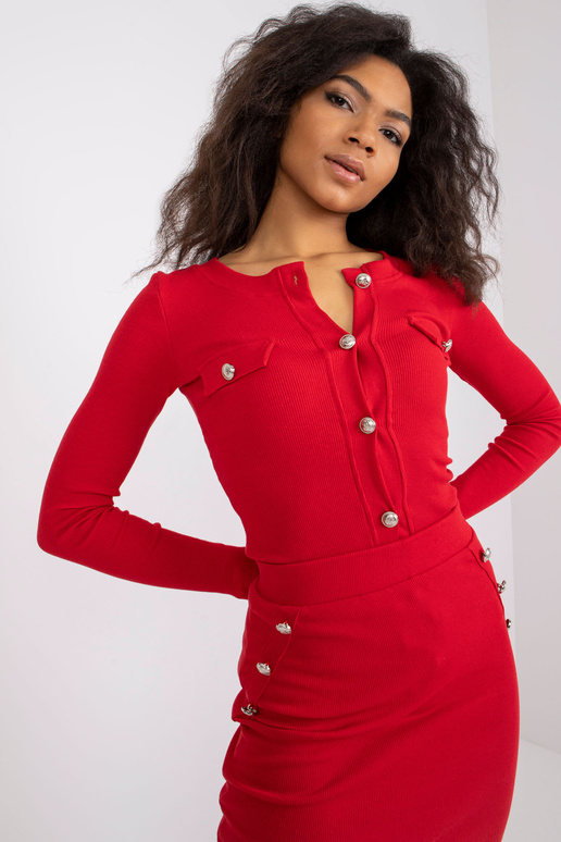 Červená dvoudílná žebrovaná souprava...