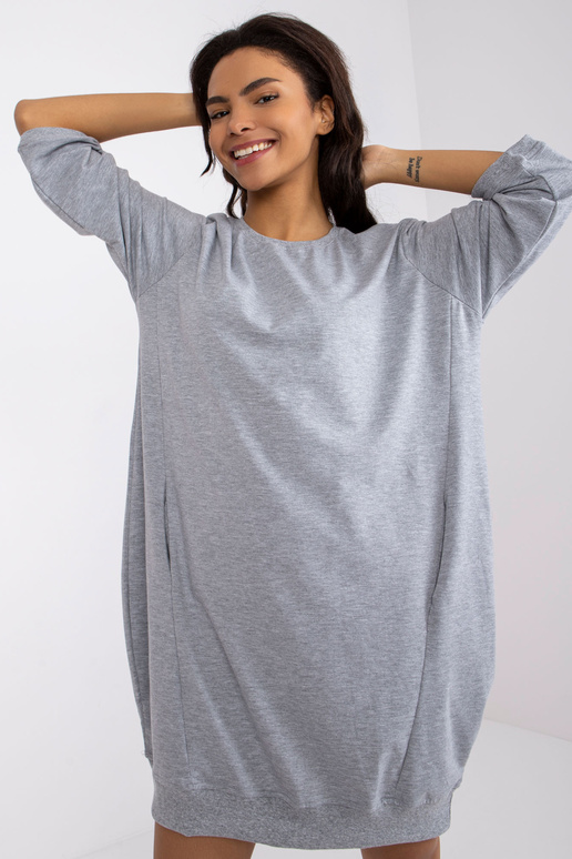 Šedé šaty Salou Cotton Melange