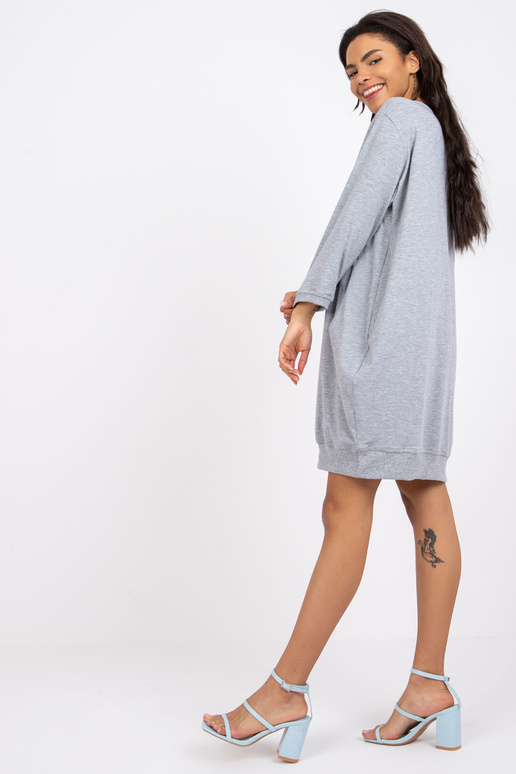 Šedé šaty Salou Cotton Melange