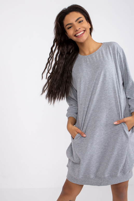 Šedé šaty Salou Cotton Melange