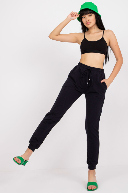 Tmavě modré basic tepláky se zavazováním