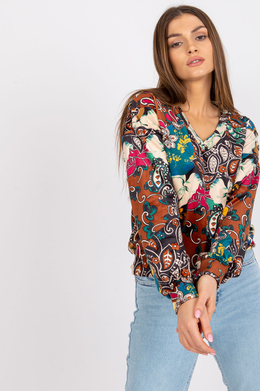 Hnědá dámská halenka s potiskem Ruby