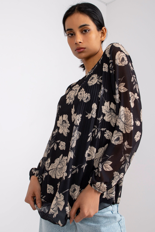 Liana černo-béžová plisovaná halenka