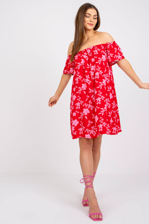 Červené minišaty s květinami Amaya...