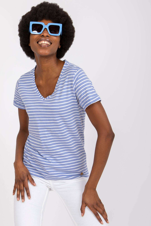 Světle modré bavlněné tričko pro ženy...