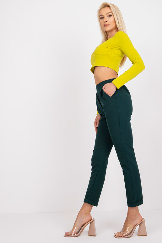 Tmavě zelené elegantní kalhoty s...