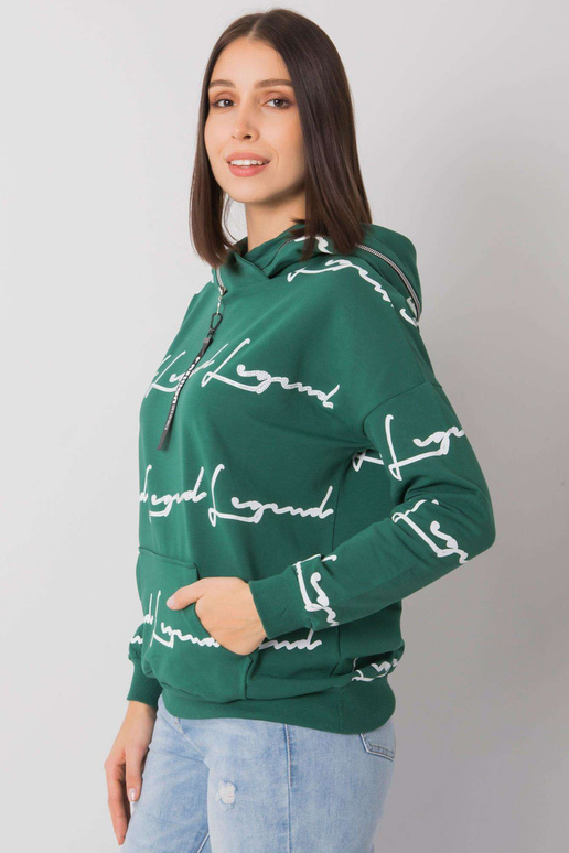 Tmavě zelená mikina větší velikosti s...