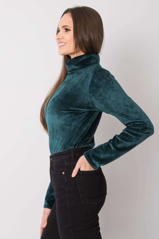 Zelená velurová halenka s rolákem Millau