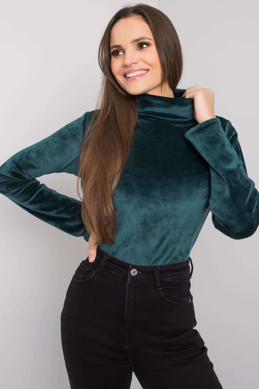 Zelená velurová halenka s rolákem Millau