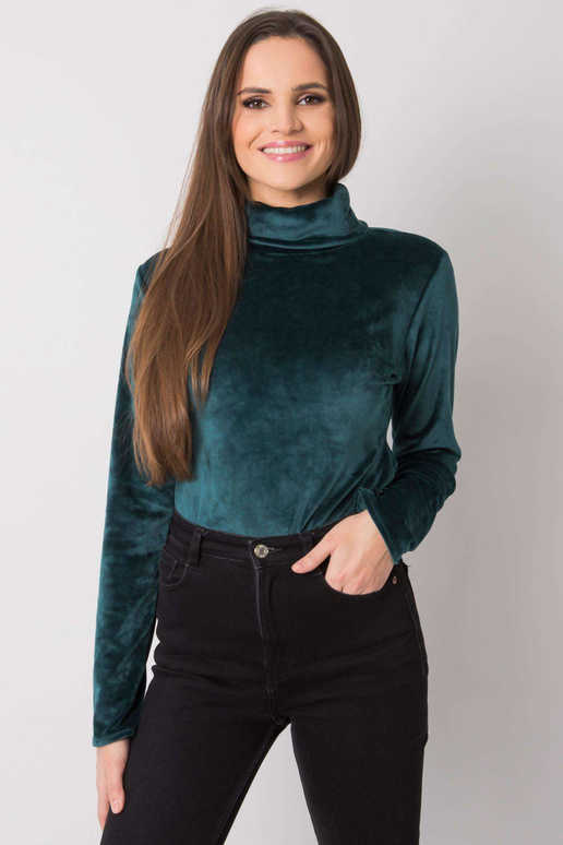 Zelená velurová halenka s rolákem Millau