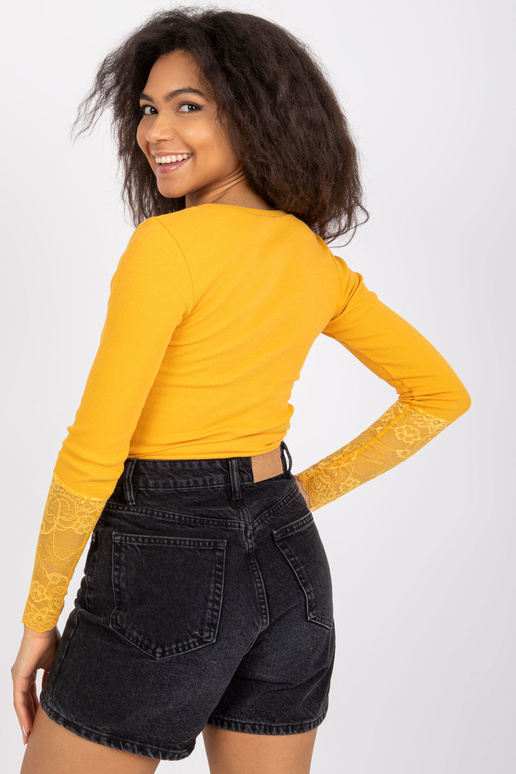 Světle oranžová žebrovaná halenka s...