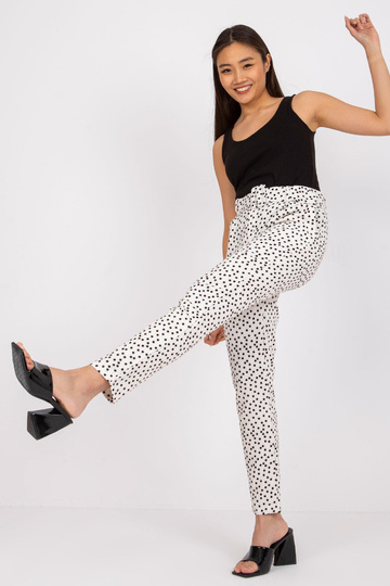 Ecru puntíkované kalhoty Kyoto