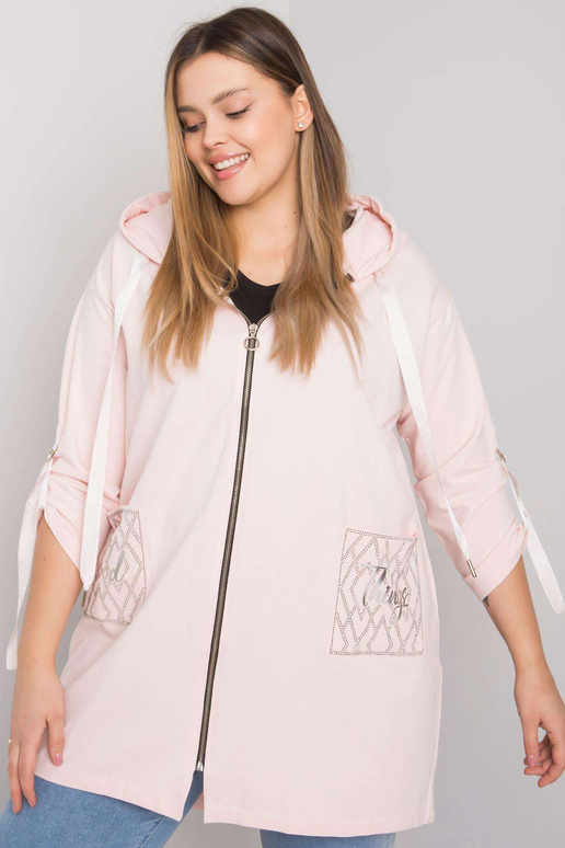Světle růžová mikina plus size na zip...