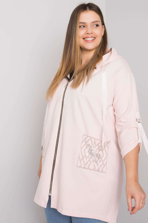 Světle růžová mikina plus size na zip...
