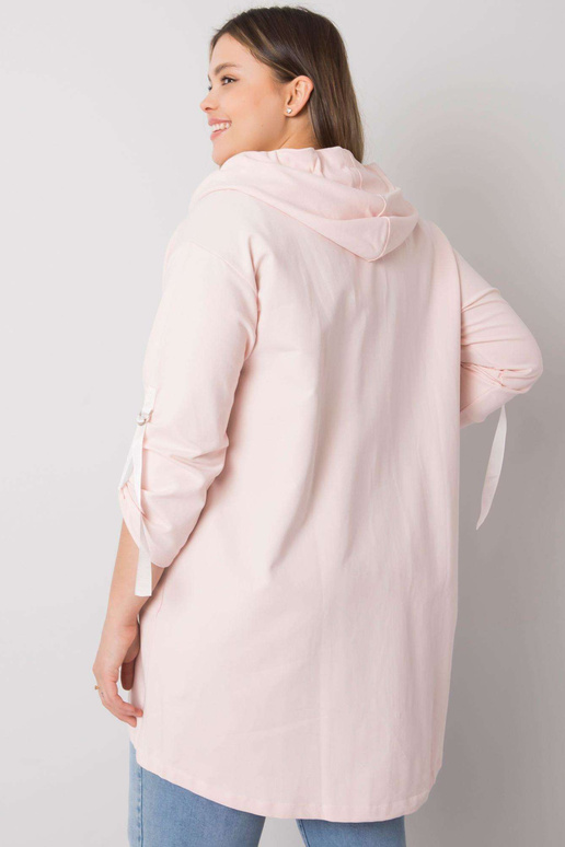 Světle růžová mikina plus size na zip...