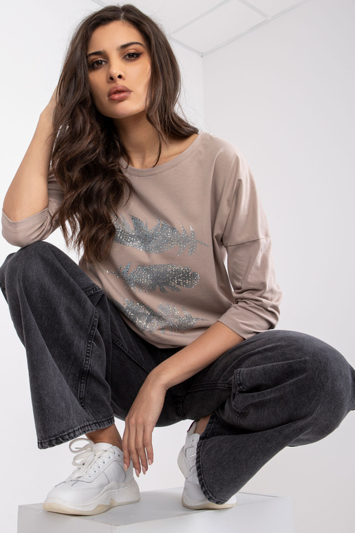 Tmavě béžová bavlněná halenka s...