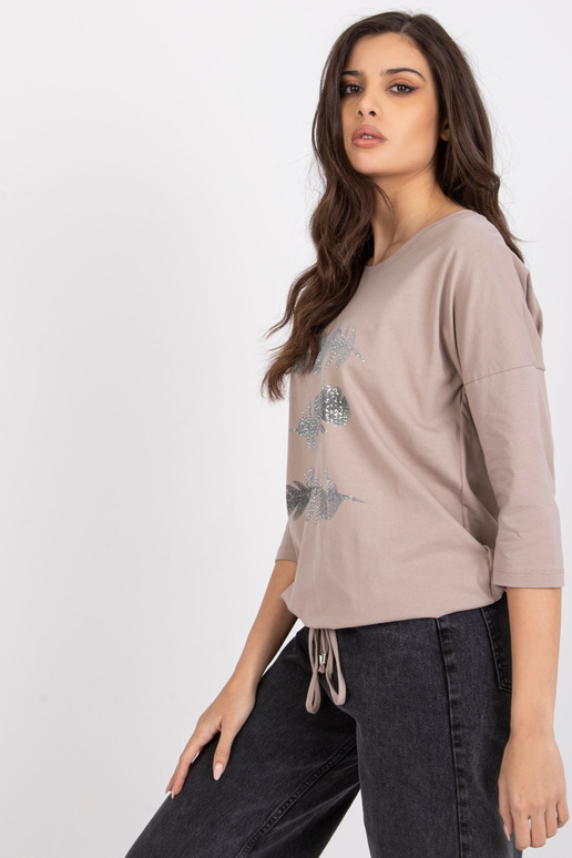 Tmavě béžová bavlněná halenka s...