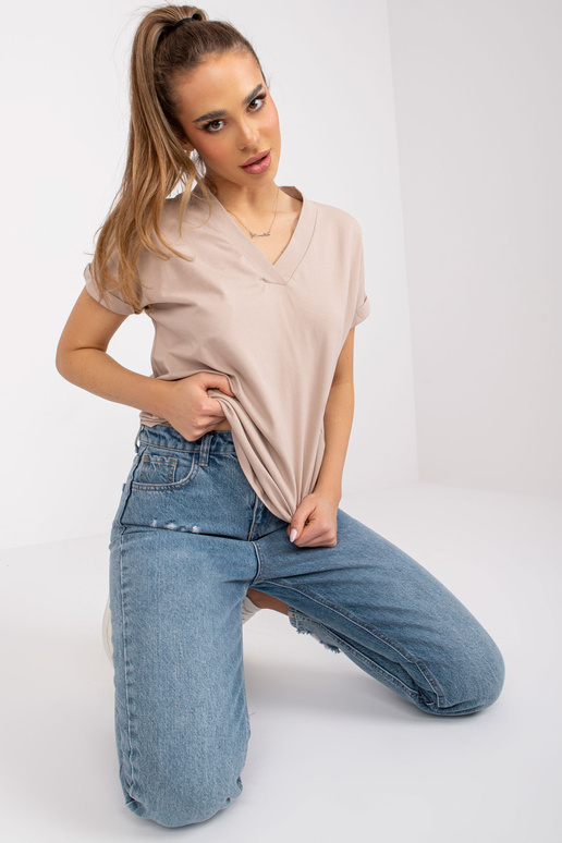 Béžové dámské tričko z bavlny Severine