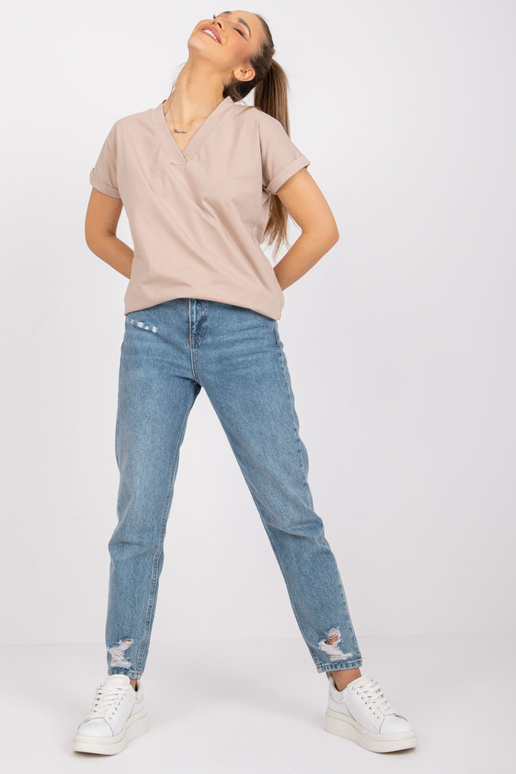 Béžové dámské tričko z bavlny Severine