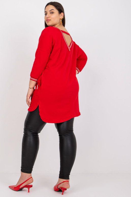 Červená mikinová tunika plus size s...