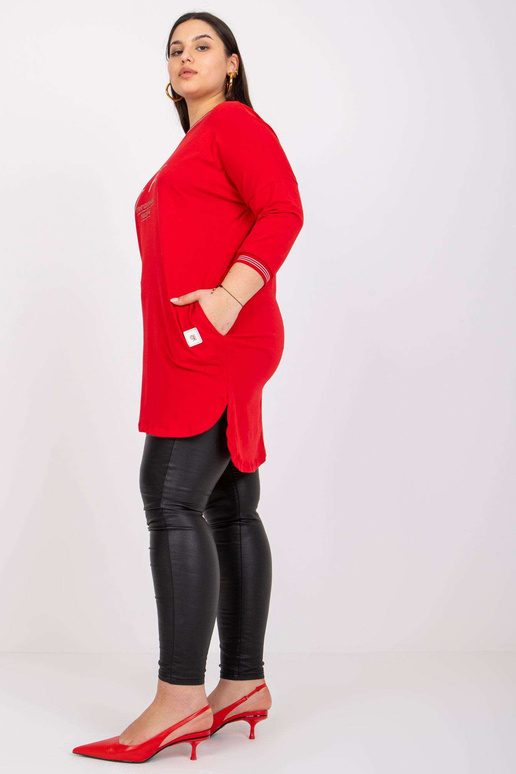 Červená mikinová tunika plus size s...