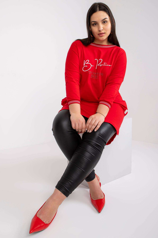 Červená mikinová tunika plus size s...